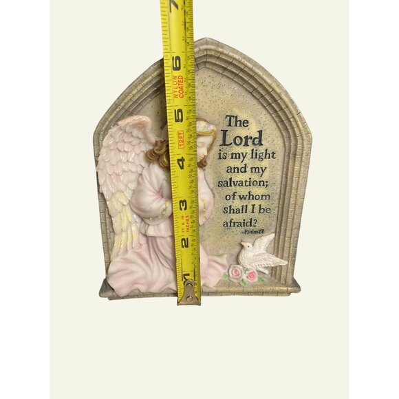 Praying Angel Figurine Psalm 27 Quote On Arched Plaque Inspirational Home Decor - Picture 11 of 12